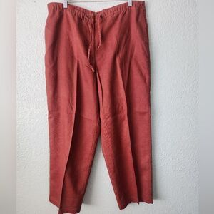 My Weekend Clothes Linen Wide Leg Pants with Relaxed Fit Orange Rust